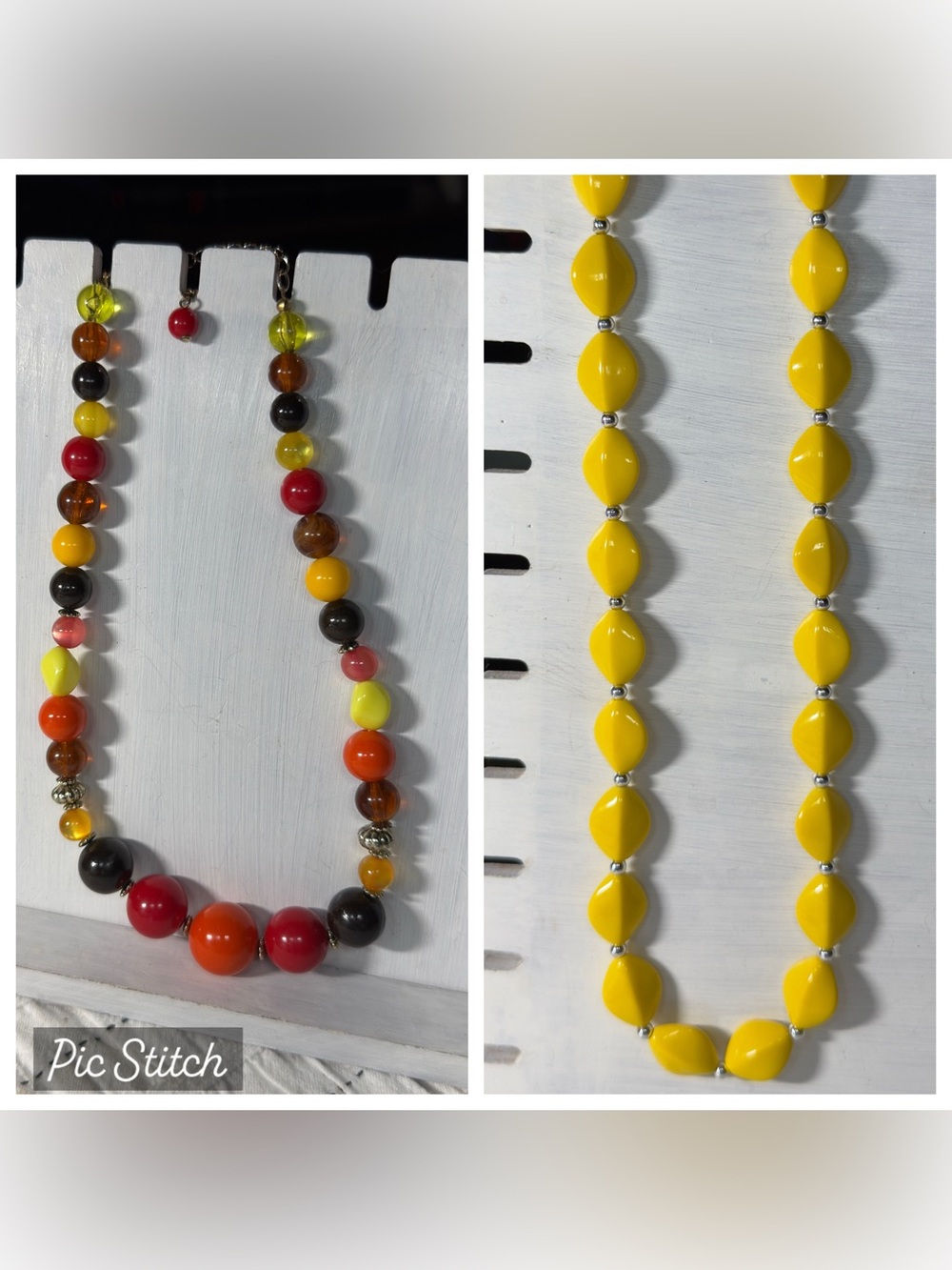 Two acrylic beaded necklaces 1 yellow 1 multicolored Women’s costume jewelry